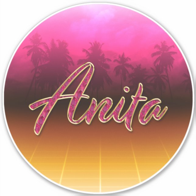 Anita Vorname Name golden pink Aufkleber Sticker (Vorderseite)