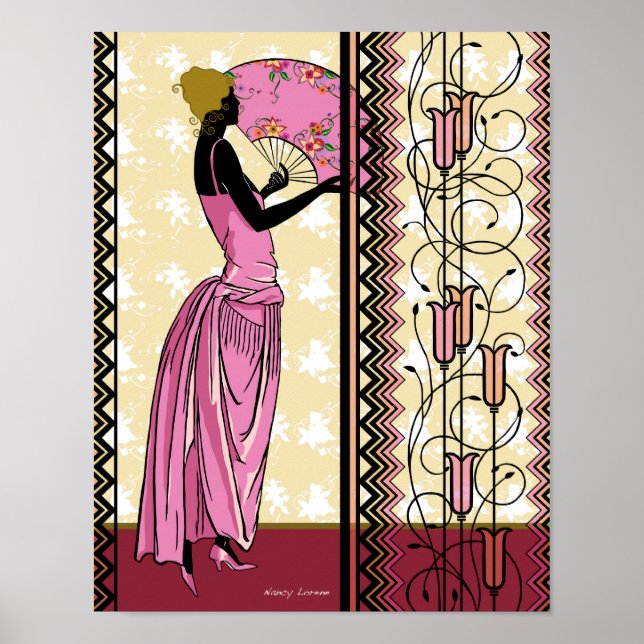 Anjanette in Rosa und Gold Poster (Vorne)