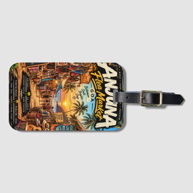 Anjuna Flohmarkt — Goa Vibes  Gepäckanhänger (Vorderseite (Horizontal))