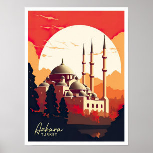 Ankara Türkei Art Vintage Reise Illustration Poster