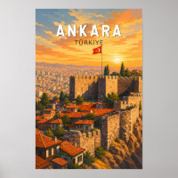 Ankara Türkei Illustration Reise Kunst Vintage
