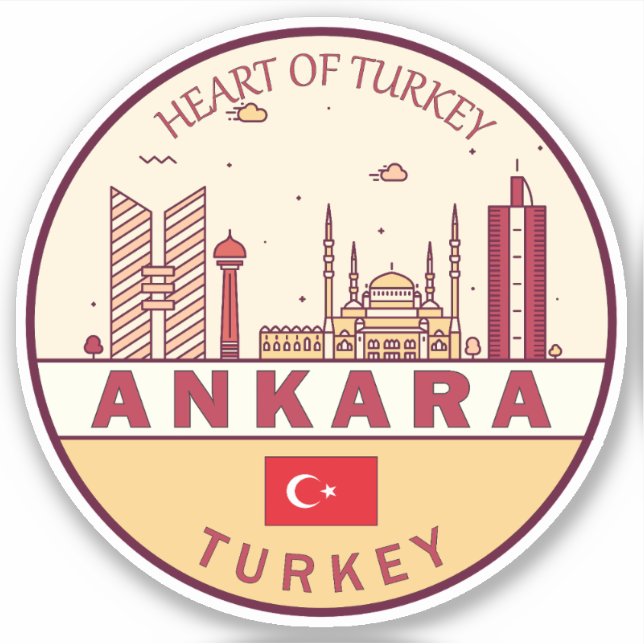 Ankara Turkey Skyline Emblem Aufkleber (Vorderseite)