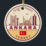 Ankara Turkey Skyline Emblem Keramik Ornament<br><div class="desc">Ankara minimalistisches,  farbenfrohes Kunstdesign mit Denkmälern und Sehenswürdigkeiten der Stadt in der Türkei.</div>