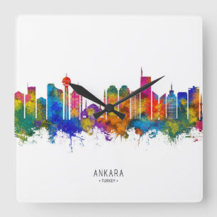 Ankara Turkey Skyline Quadratische Wanduhr