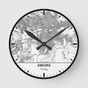 Ankara-Uhr Stadt Linienkunst Runde Wanduhr