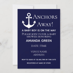 Anker an der Navy Blue Nautical Baby Dusche Einladung