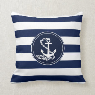 Anker auf dem Seemann von Nautical Blue und White Kissen