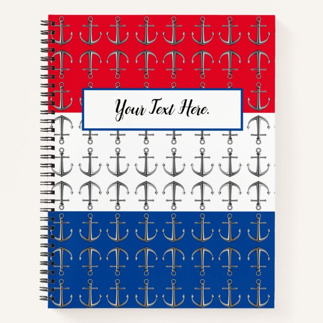 Anker Aweigh, ein Nautical Muster Spiral Notebook Notizbuch (Vorderseite)