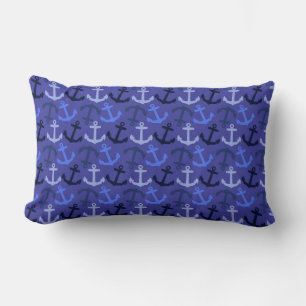 Anker Aweigh! Navy Blue Nautical Pillow, Anker Lendenkissen
