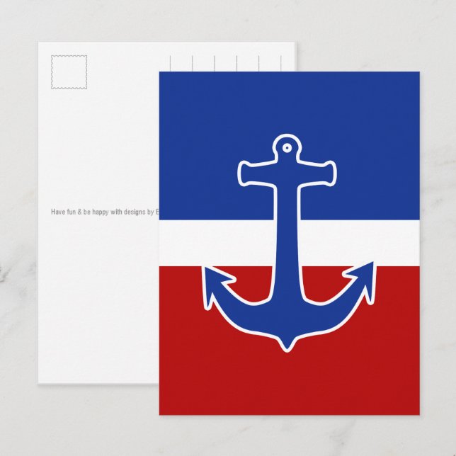 Anker blau + deinen Hintergrund & Ideen Postkarte (Vorne/Hinten)
