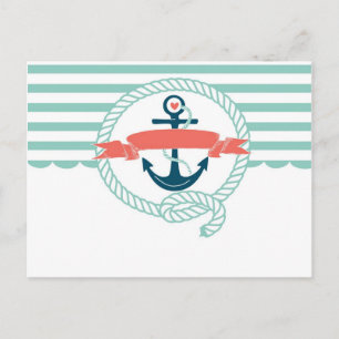Anker, blau, rot, Nautical Retro Sailor mädchenhaf Postkarte