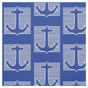 Anker-blaue/weiße Kontur + Ihre Ideen Stoff