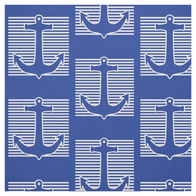 Anker-blaue/weiße Kontur + Ihre Ideen Stoff (Muster)