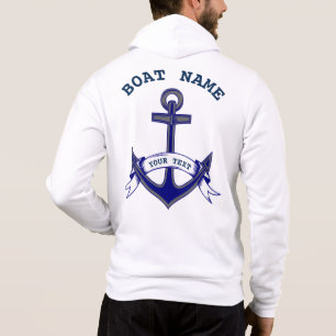 Anker Custom Nautical Blue White Mens Zip Hoodie