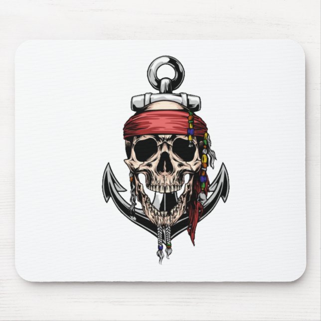 Anker des Kreuzknochens Pirate Skull Mousepad (Vorne)