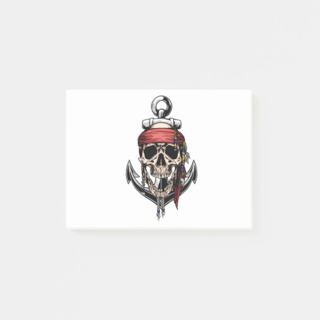Anker des Kreuzknochens Pirate Skull Post-it Klebezettel (Vorderseite)
