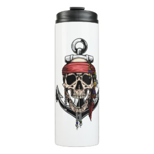 Anker des Kreuzknochens Pirate Skull Thermosbecher