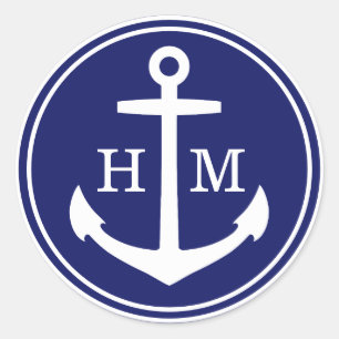 Anker des mit Monogramm Schiffes Runder Aufkleber