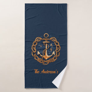 Anker des Nautical Golden Ship Badhandtuch Set