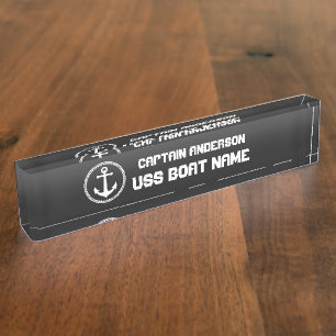 Anker des Nautischen Meeres Moderner Kapitän und S Namensplakette