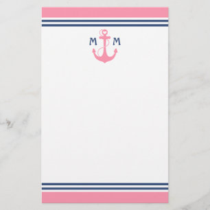 Anker des rosa Nautischen Herzens Briefpapier