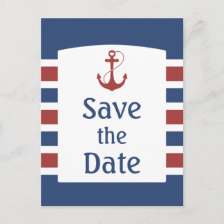 Anker des roten Herzens Save the Date Ankündigungspostkarte