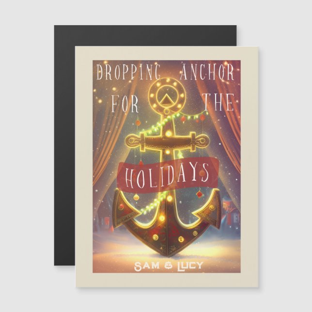 Anker fallen für die Feiertage Magnetkarte (Vorne/Hinten)