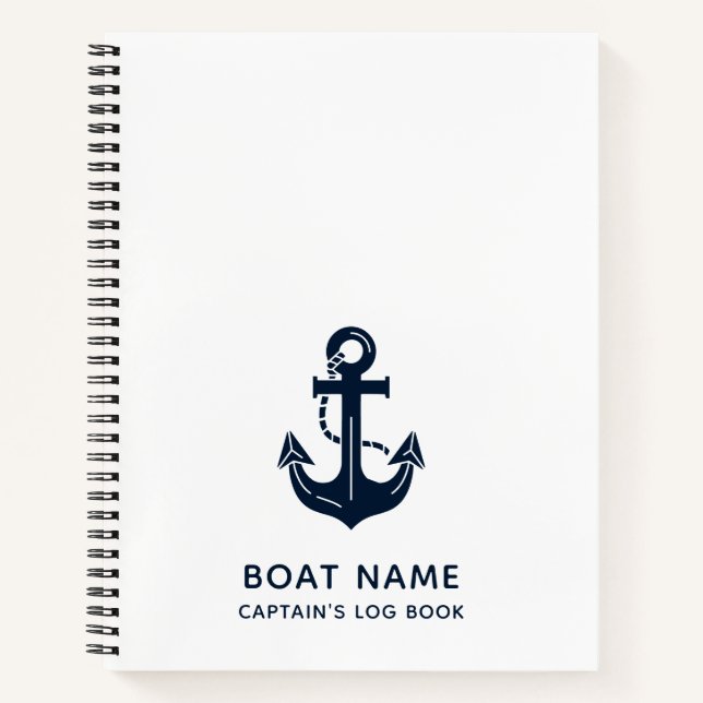 Anker für den Namen des nautischen Blue Boots Notizbuch (Vorderseite)