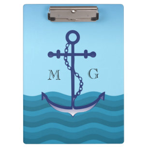 Anker für Nautische Schiffe mit Doppelmonogramm Klemmbrett