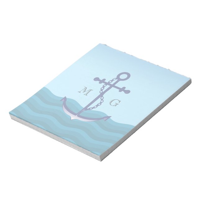 Anker für Nautische Schiffe mit Doppelmonogramm Notizblock (Rotiert)