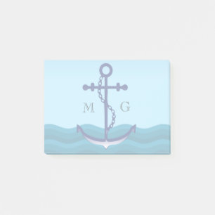 Anker für Nautische Schiffe mit Doppelmonogramm Post-it Klebezettel