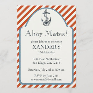 Anker-Geburtstags-Party Einladungs-Seethema Einladung