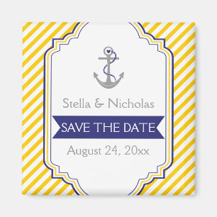 Anker gelb weiß nautische Hochzeit Save the Date Magnet