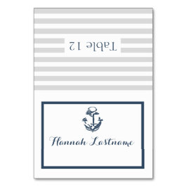 Anker Grau und Navy Blue Nautical Sitzkarte Tischnummer