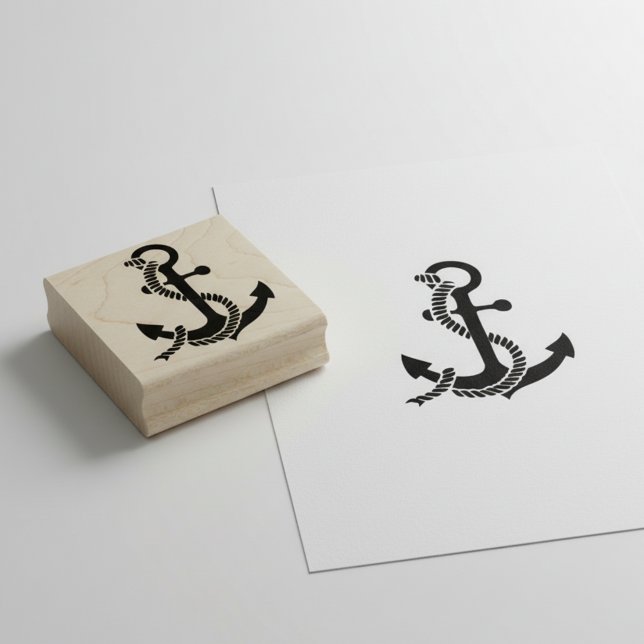 Anker Holzstempel Gummistempel (Nautical anchor wooden art stamp.)