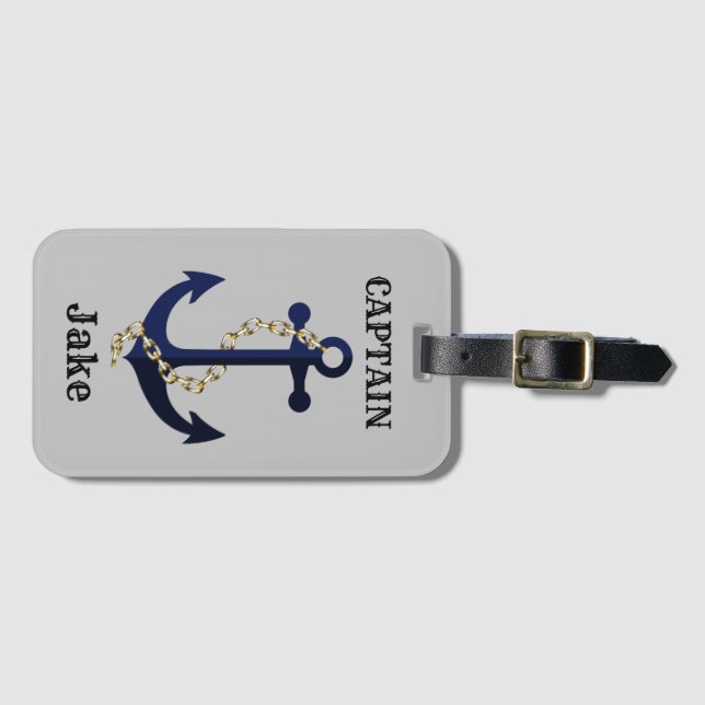 Anker, Kette, personalisiert Gepäckanhänger (Vorderseite (Horizontal))