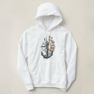 Anker Kompass Uhr Vintage Nautical Tattoo Design Hoodie