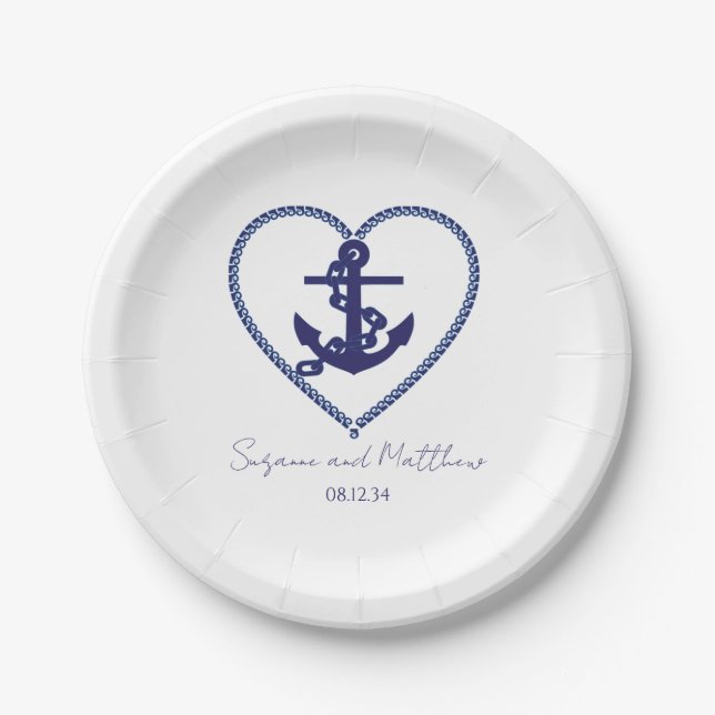 Anker Liebe Nautical Wedding Paper Teller (Vorderseite)