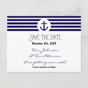 Anker Marine Gestreifte Postkarte Save The Date