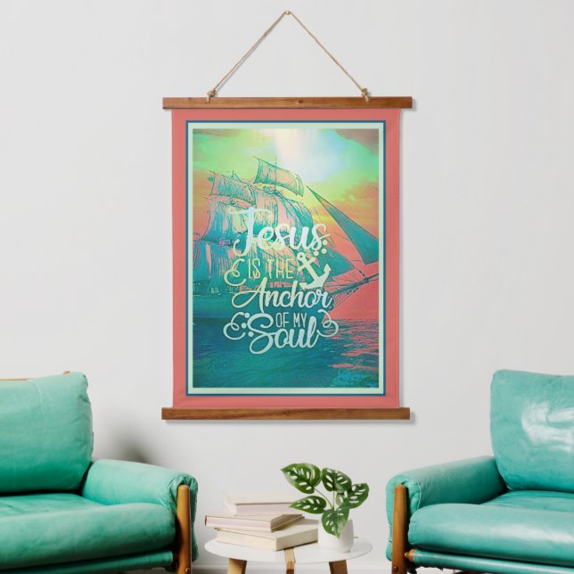 Anker meines Souls Wandteppich Mit Holzrahmen (Wohnzimmer)