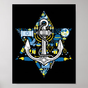 Anker Menora Stern Hanukkah Bootfahren Segeln Chan Poster