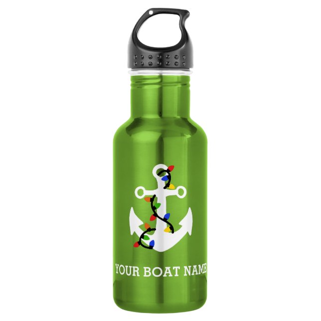 Anker mit Weihnachtslicht Nautic Edelstahlflasche (Vorderseite)