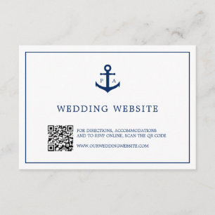 Anker Monogram QR Code Nautical Website Wedding Begleitkarte