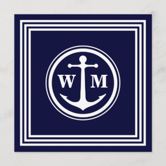 Anker Monogramm 5,25x5,25 quadratische Papier-Einl Einladung