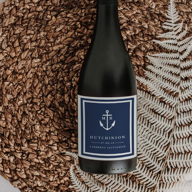 Anker-Monogramm-Gastgeschenk Hochzeit Weinetikette Weinetikett (Von Creator hochgeladen)