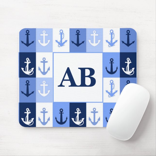 Anker-Monogramm-Mauspad Mousepad (Mit Mouse)