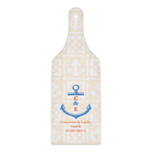 Anker-Monogramm-Paddel  Schneidebrett (Vorderseite)