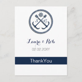 Anker Monogramme, Nautical Wedding Dankeschön Kart Postkarte