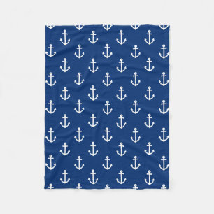 Anker-Muster in Marineblau Fleecedecke