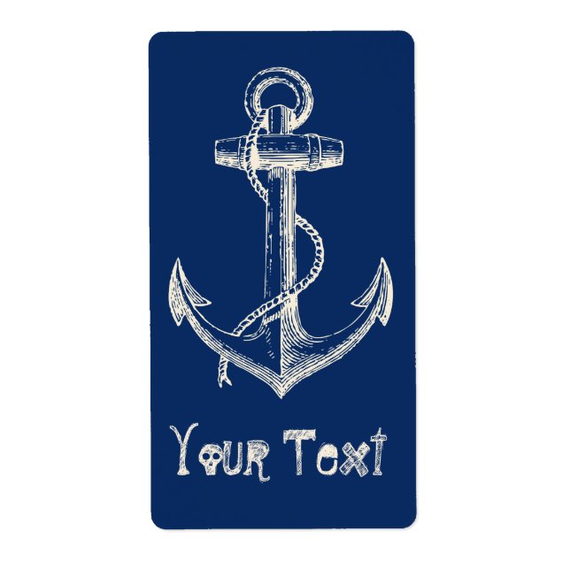 Anker Nautic Custom Label Geschenk Navy Blue White (Vorne)